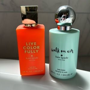 NWOT Kate Spade scented body lotions: live colorfully and walk on air